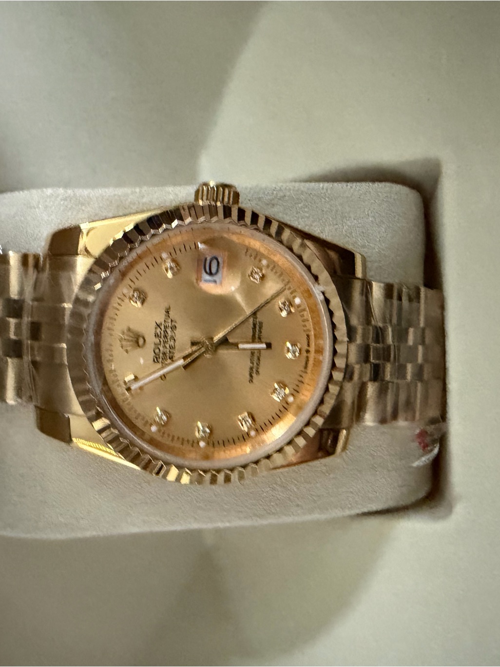 Gold Ladies Luxury Diamond Dial Watch By Rolex 36mm